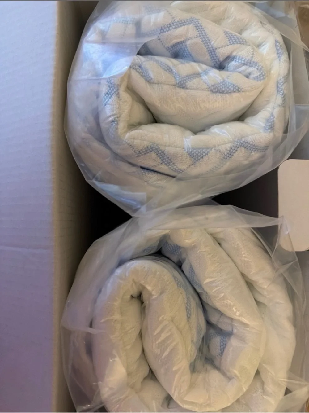 Light Blue Lattice Decorative Pillow Shams with Ruffle Trim - Set of 2